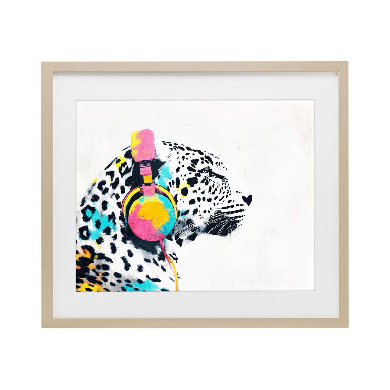 Stupell Industries Leopard On Air Headphones Framed Print Under Glass, design by Svetlana Aleynikova